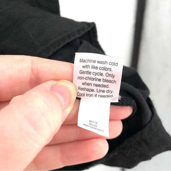 NINE WEST Black Silky Blouse XXL Faux Wrap Peplum Waist Cross Front Top Women - Picture 6 of 8